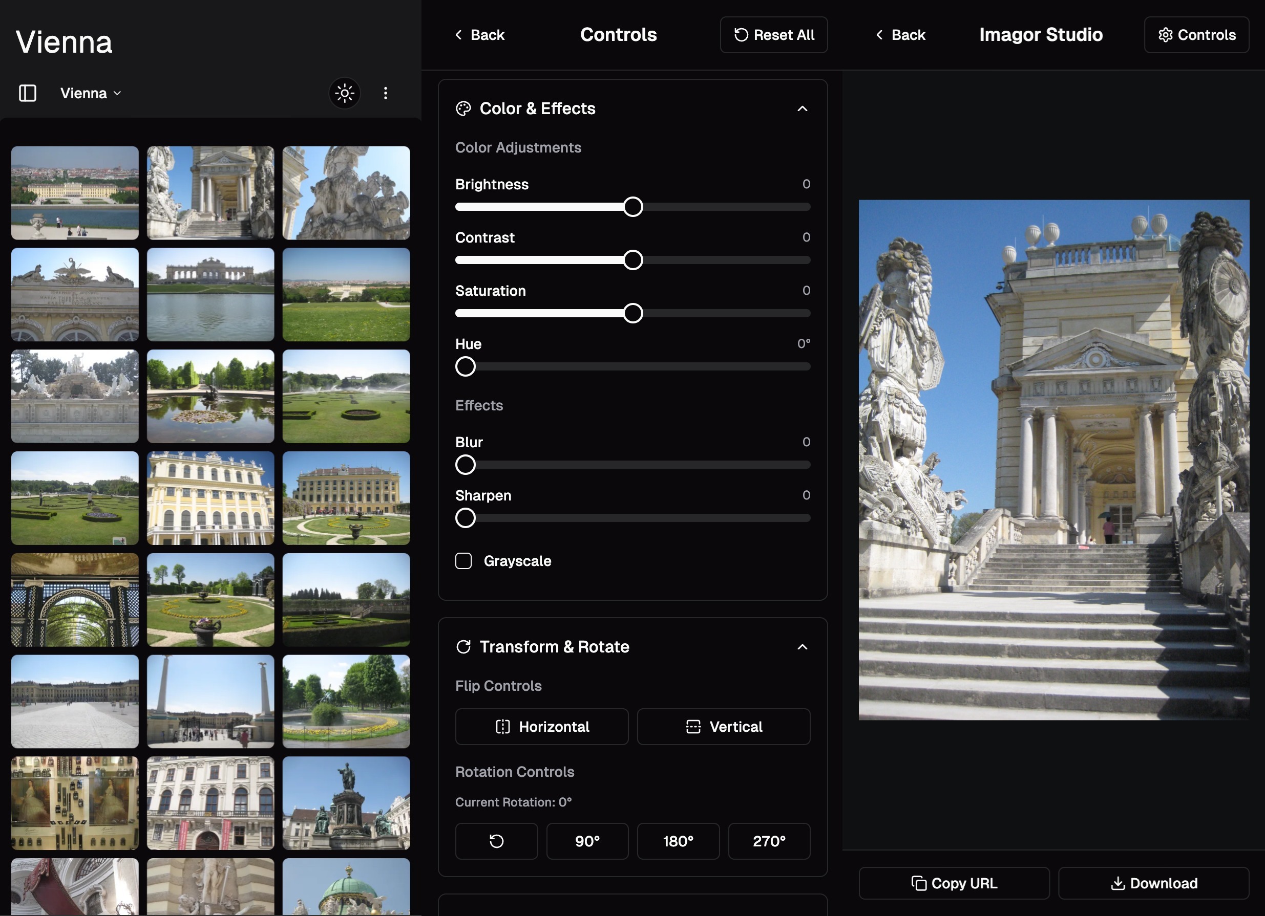Imagor Studio Mobile Interface